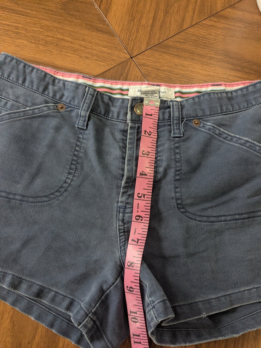 Abercrombie & Fitch Slate Blue Casual Jean Shorts with Pink Trim - Picture 7 of 7